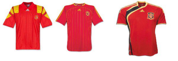 Camisetas de la selección española de 1993, 2006 y 2009